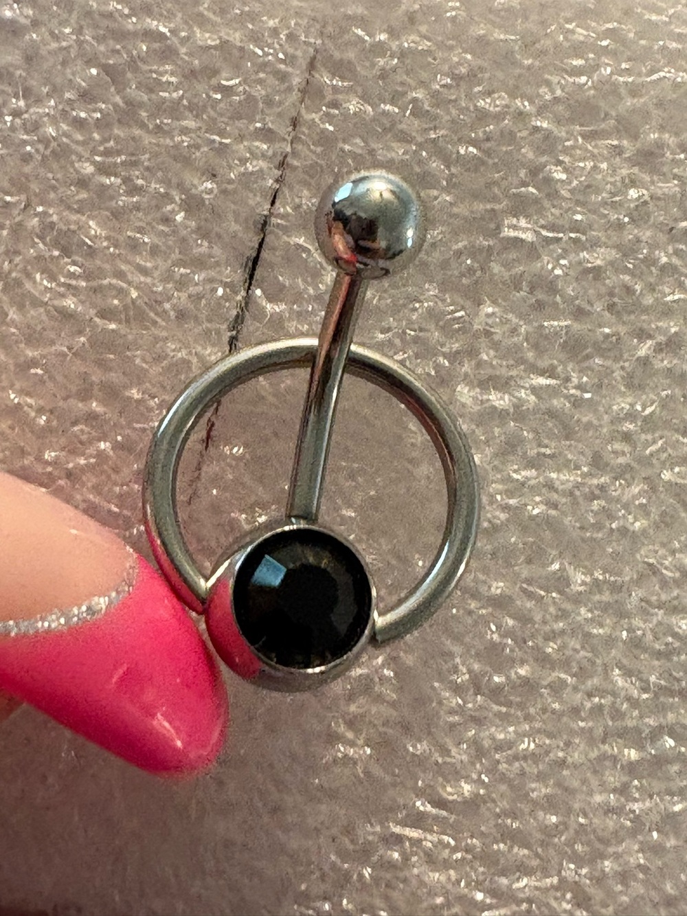 Belly Ring- Black onyx like Circle  Stainless Steel Naval Belly Ring